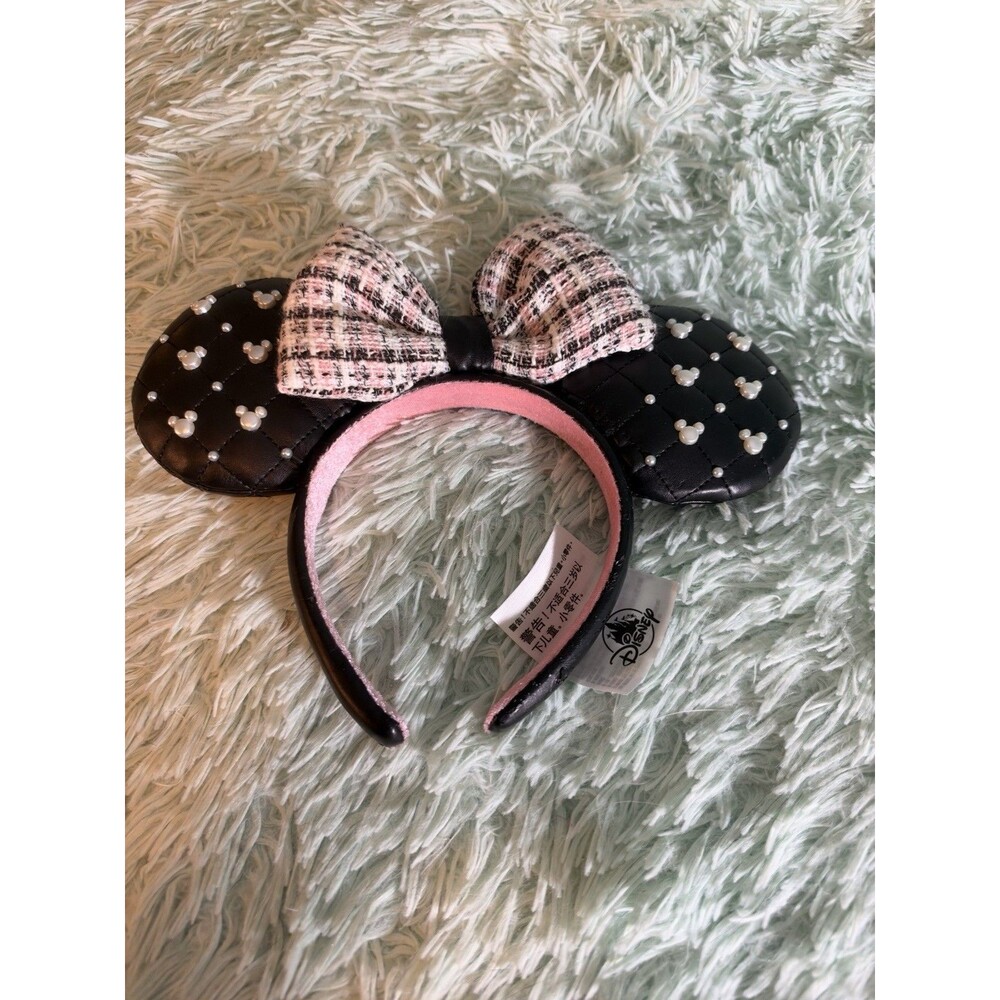 2022 Disney Parks Faux Leather Pearls Tweed Pink Bow Mickey Minnie Ears